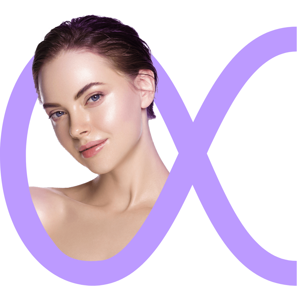 UPA-03 a woman with smooth skin and blue eyes.